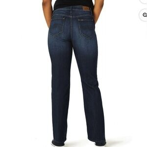 NEW LEE Mid rise regular fit Straight Leg Dark BLUE Wash Jean SZ 18W PETITE